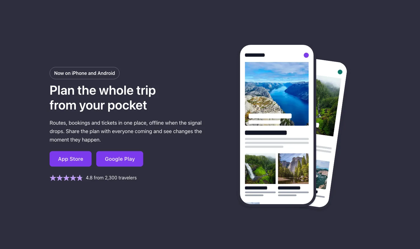 CTA · App download, with the site in dark mode