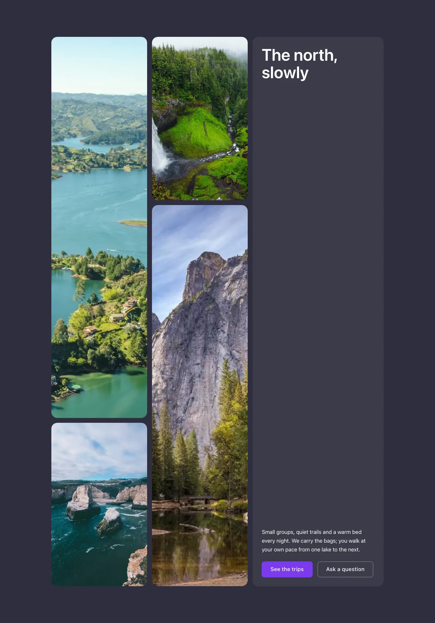 Hero · Animated grid, with the site in dark mode