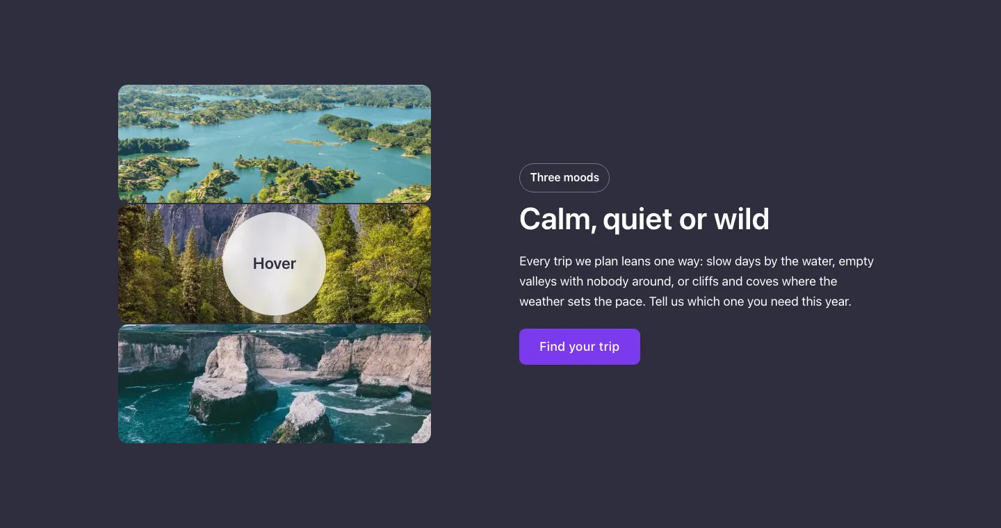 Text media · 3D strips, with the site in dark mode