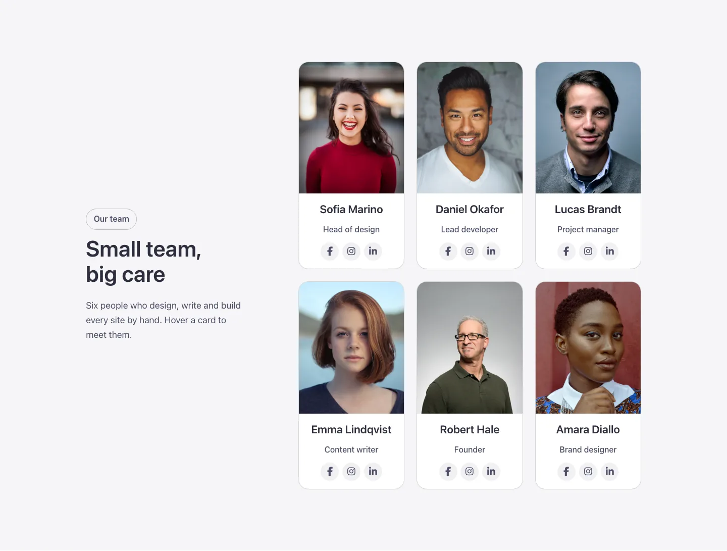 Team · Grid with intro, desktop at 1440px wide