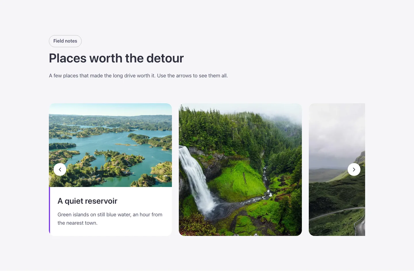 Elements · Caption carousel, desktop at 1440px wide