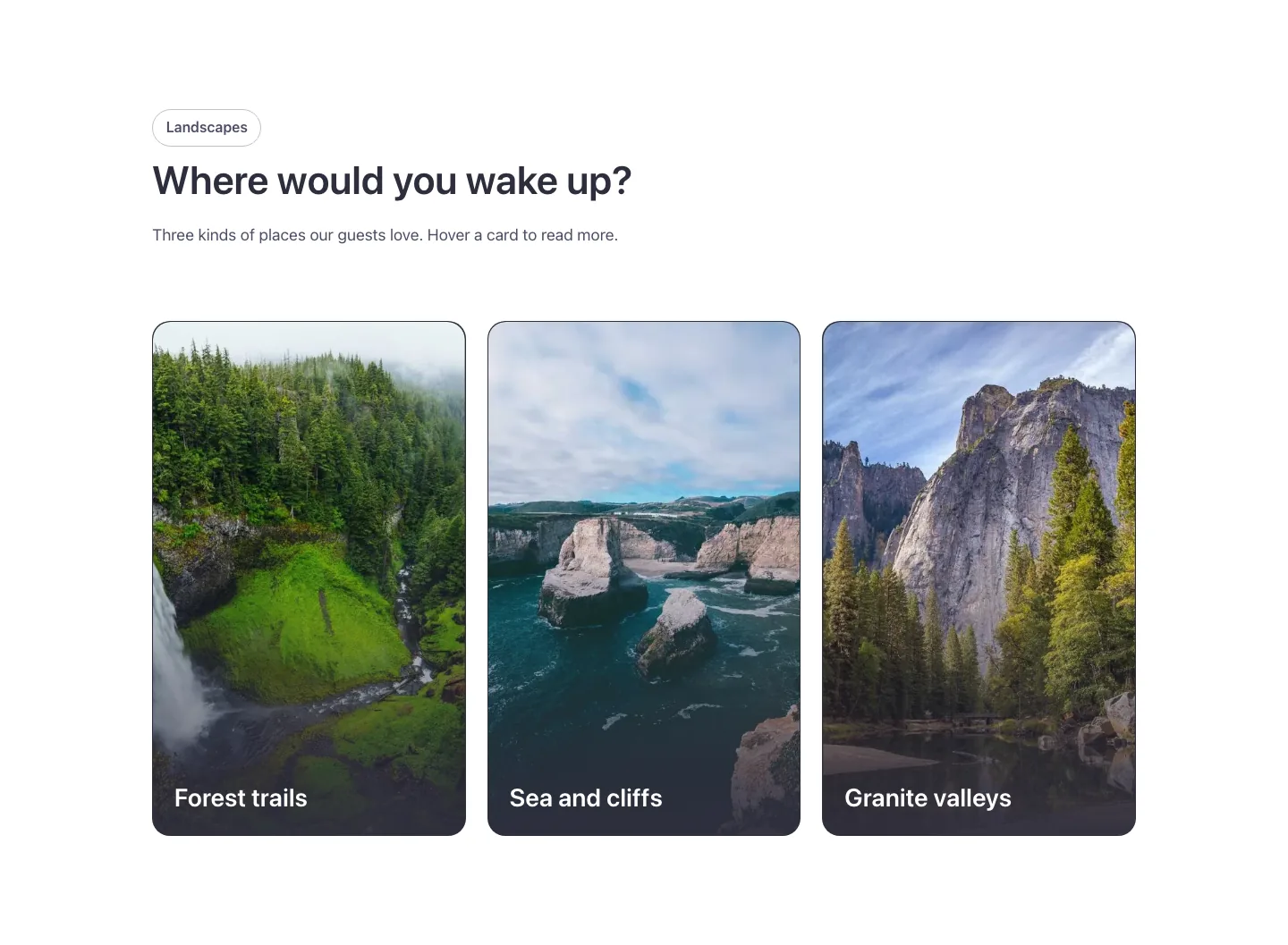 Cards · Text on hover, desktop at 1440px wide