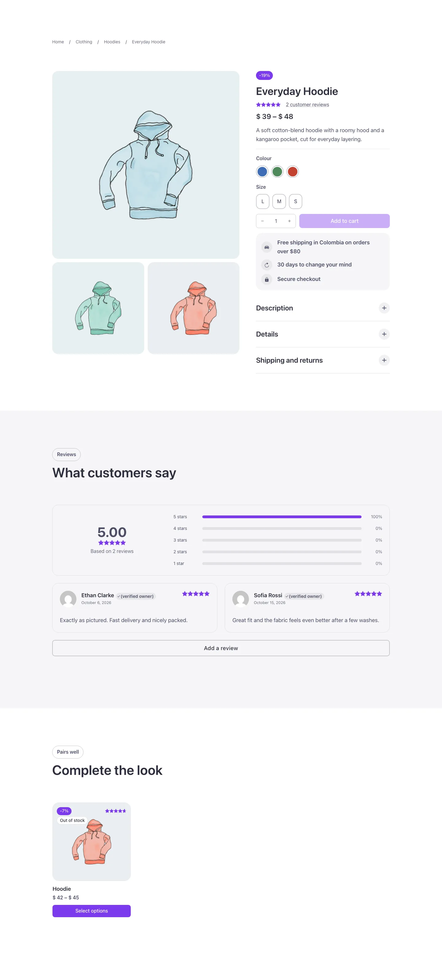 Woo · Product page with sticky summary, desktop at 1440px wide