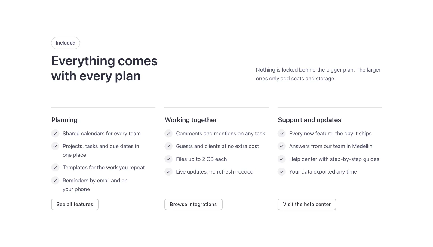 Features · Check groups, desktop at 1440px wide