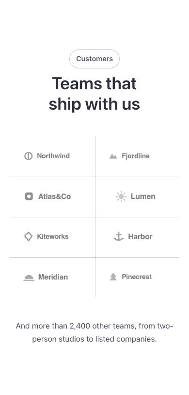 Logos · Grid, on a phone at 390px wide
