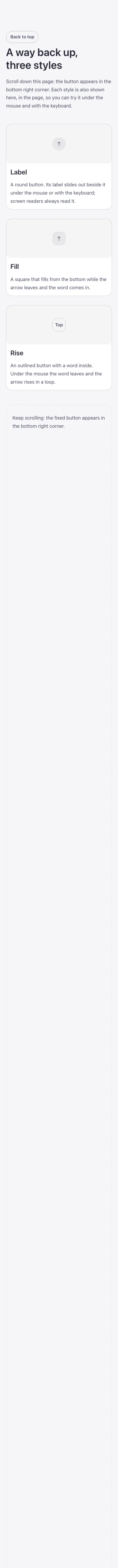 Elements · Back to top, on a phone at 390px wide