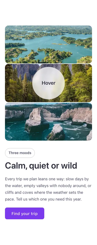 Text media · 3D strips, on a phone at 390px wide