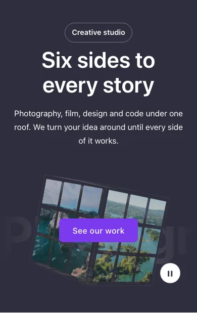 Hero · Cube, on a phone at 390px wide