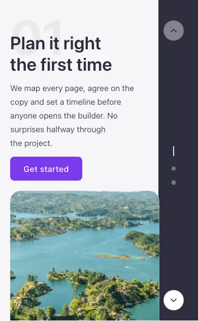 Content · Vertical slider, on a phone at 390px wide