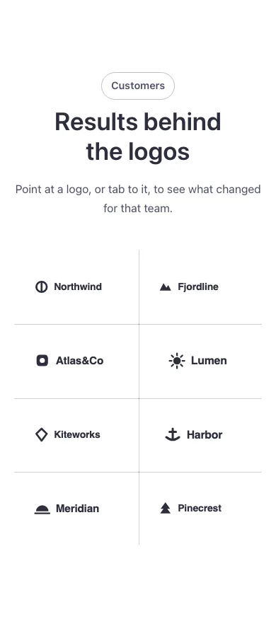 Logos · Flip stats, on a phone at 390px wide