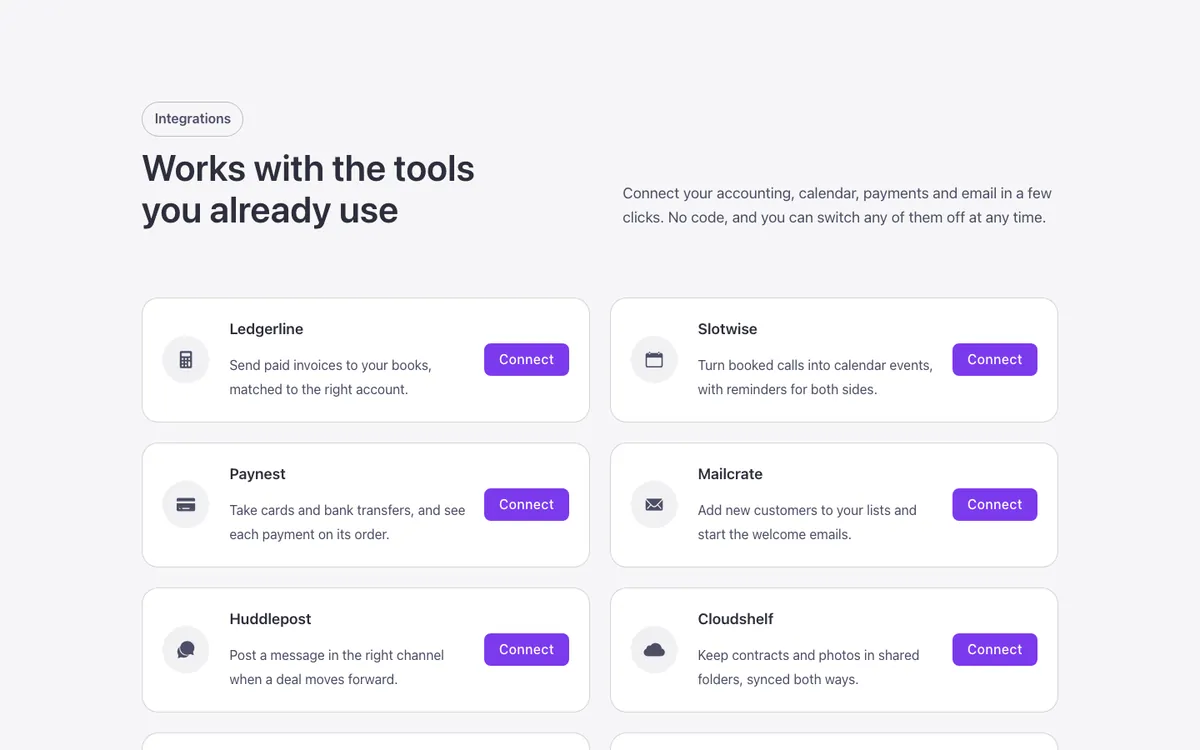 Features · Integrations