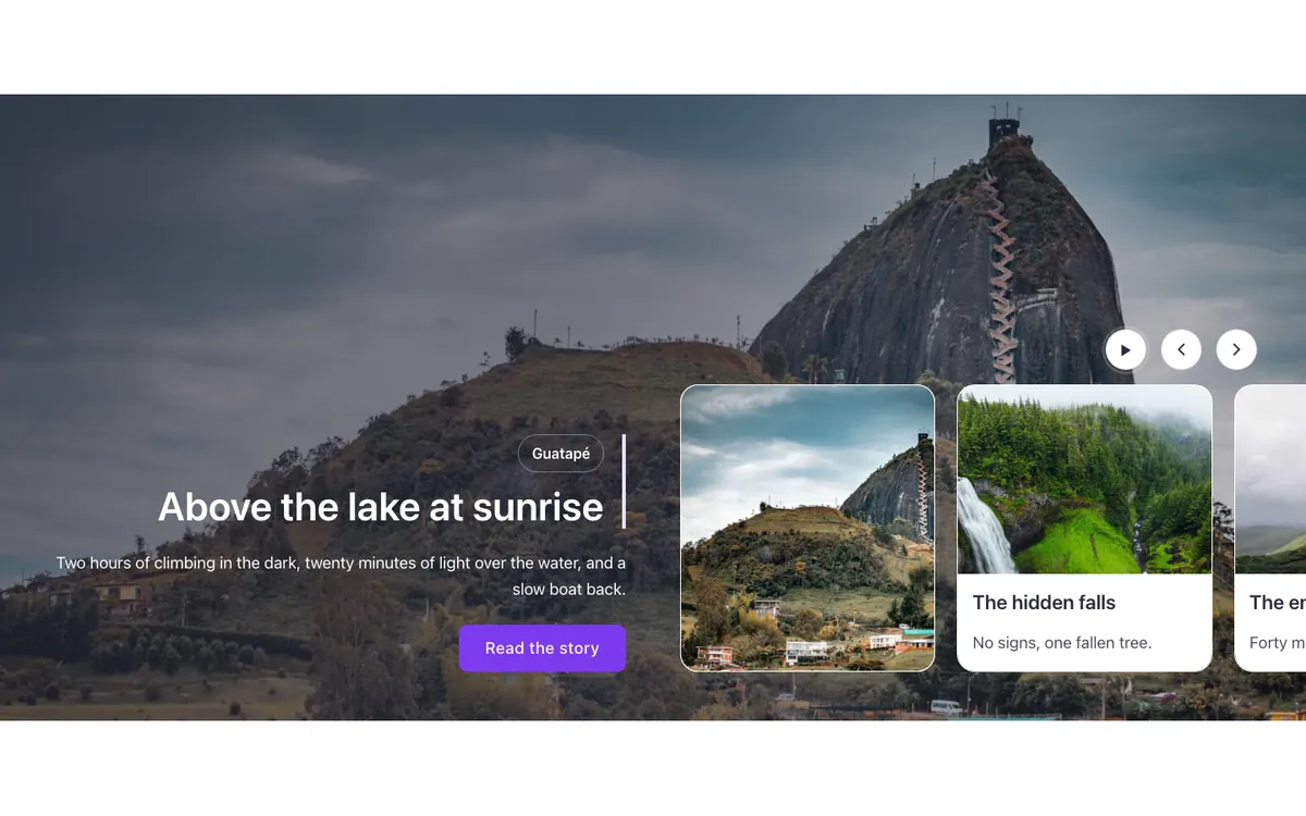 Elements · Card navigation slider (text right)