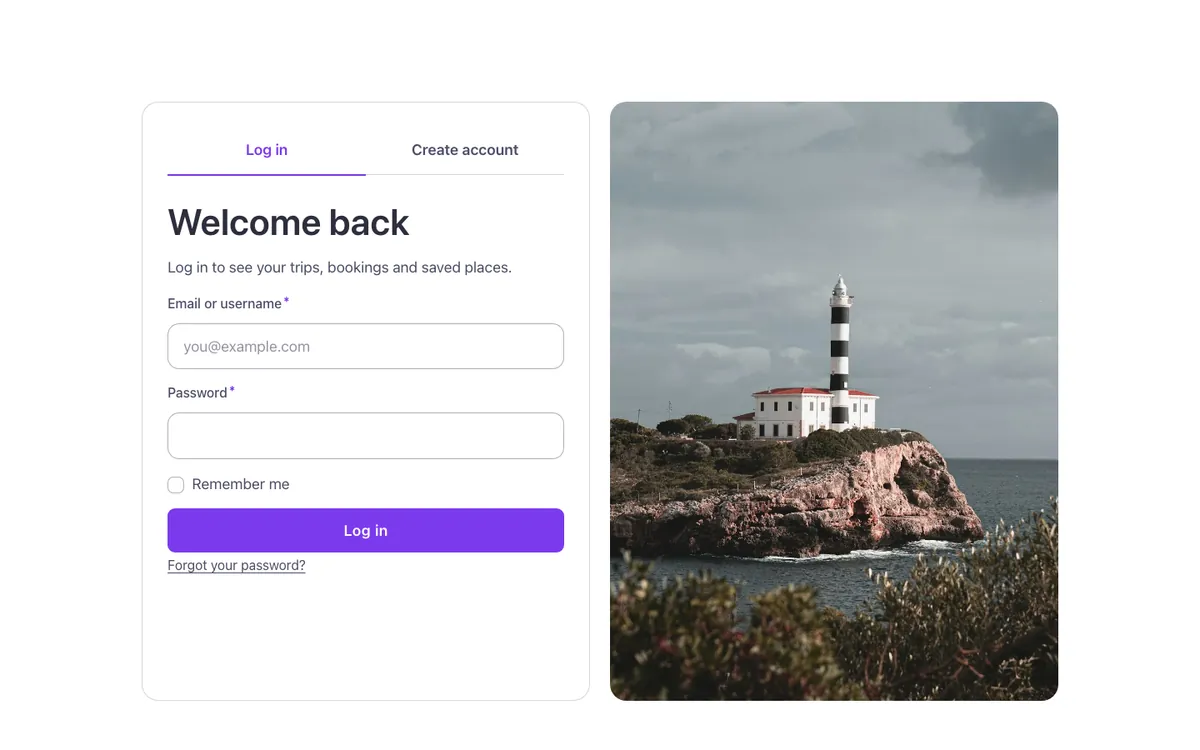 Contact · Log in and register