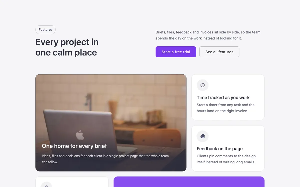Features · Bento grid