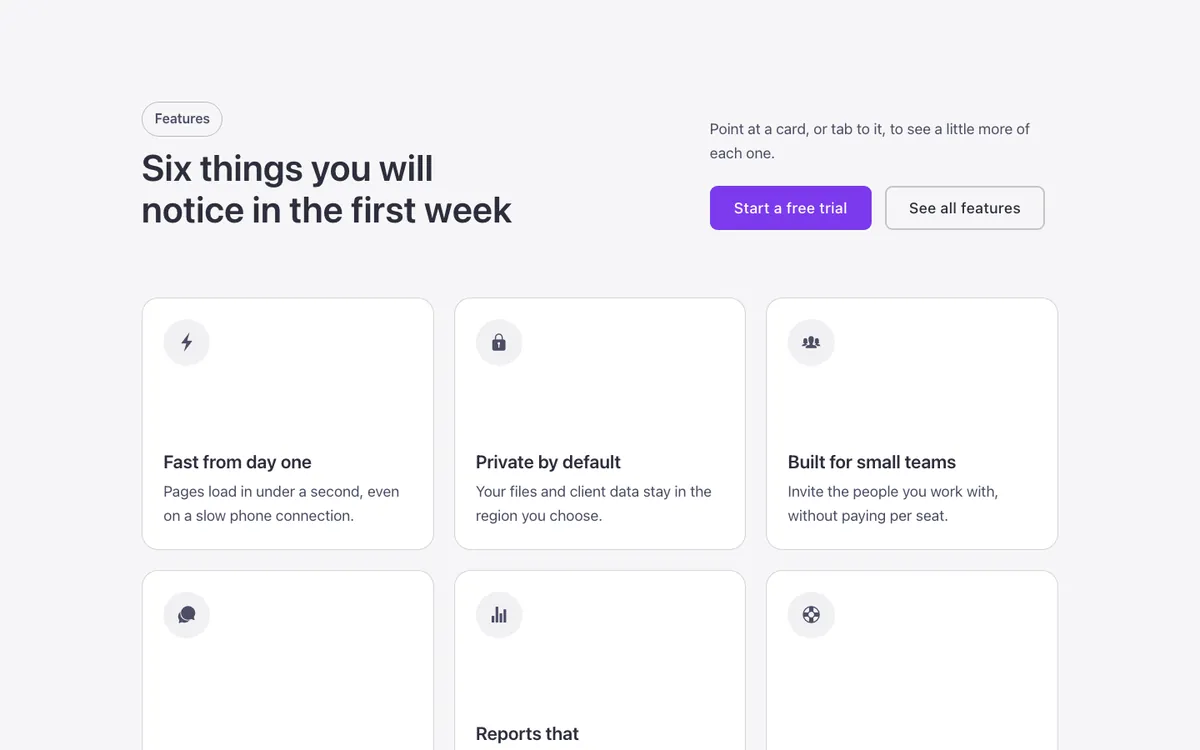 Features · Reveal grid