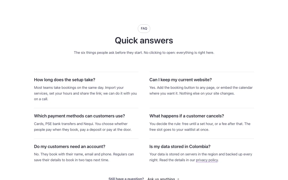 FAQ · Answers in view