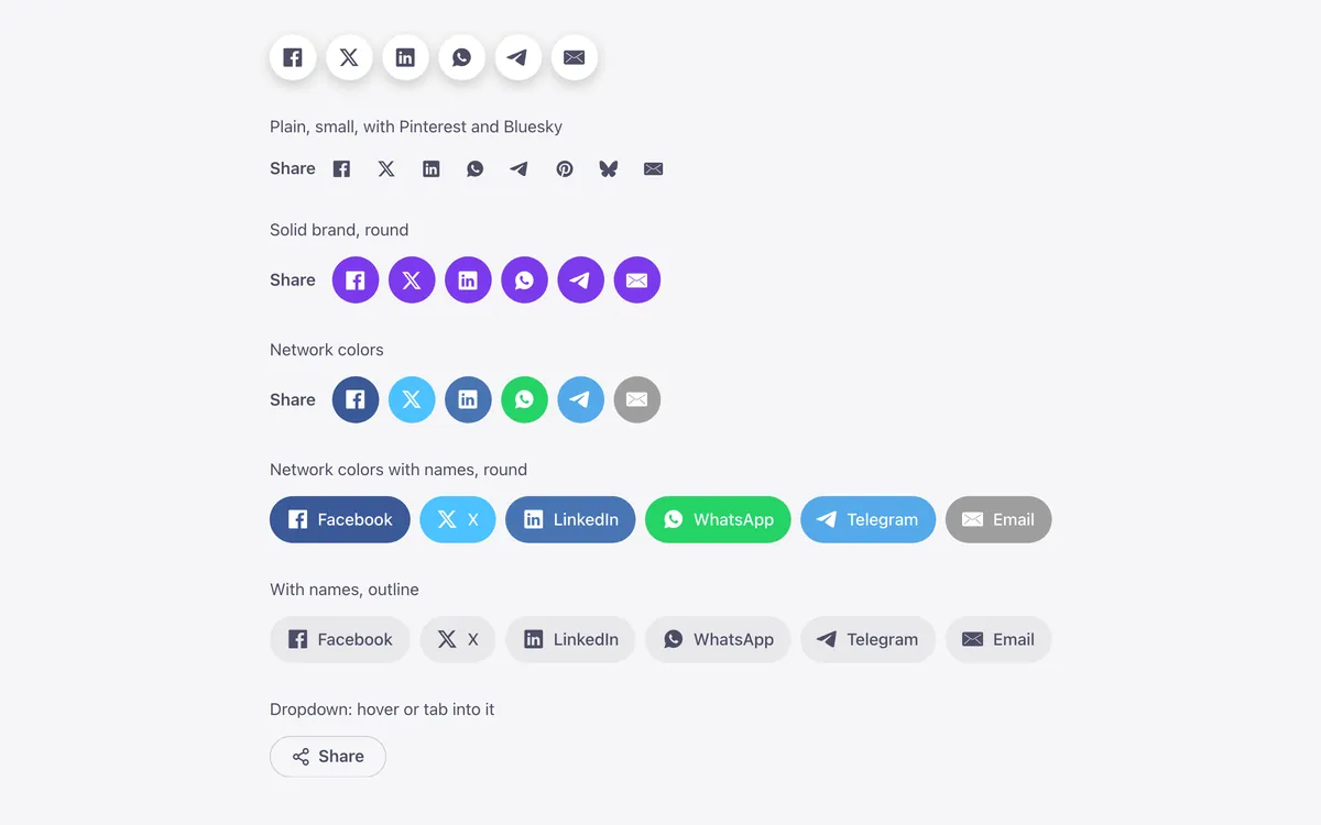 Elements · Share buttons