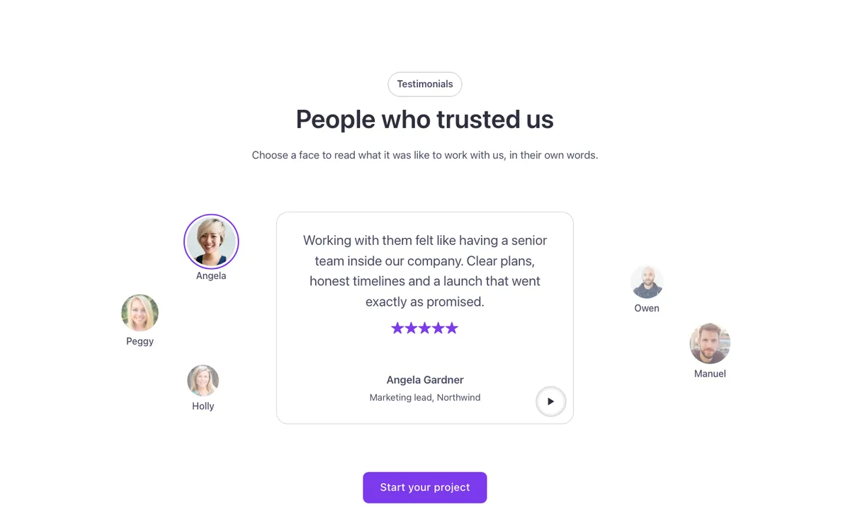 Testimonials · Floating