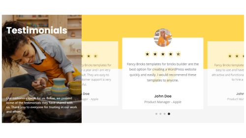 Testimonials template bricks