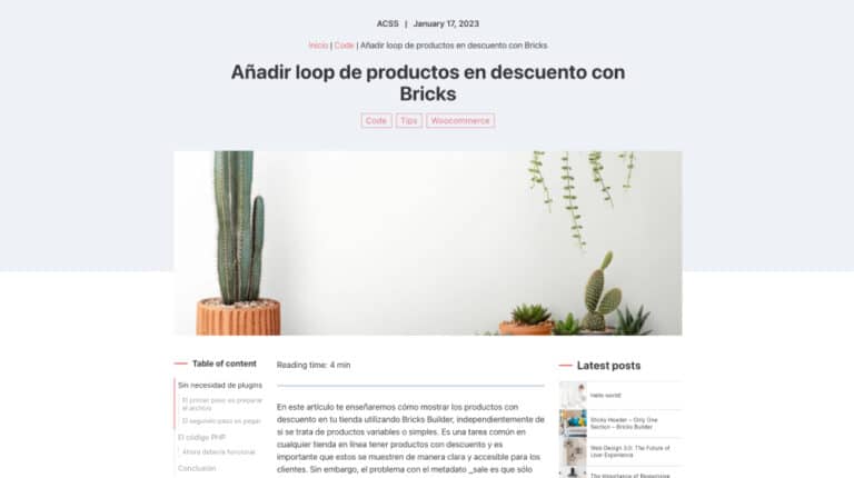 blog template bricks builder
