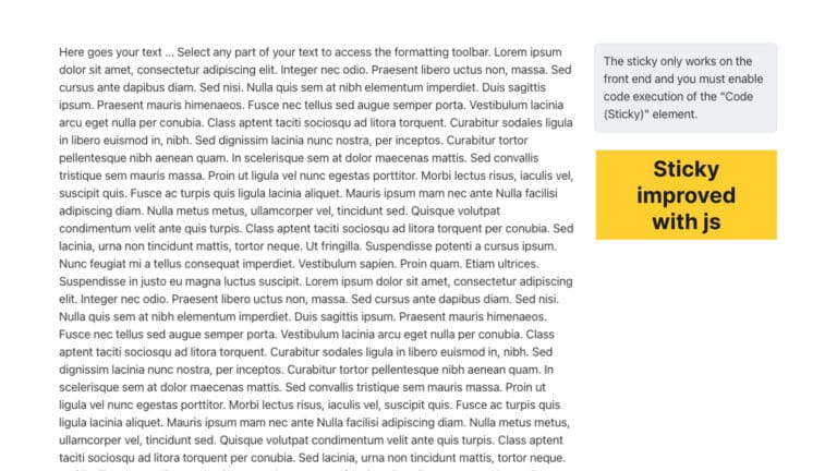 Sticky sidebar bricks builder
