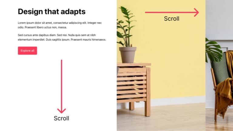 Sticky horizontal scroll bricks builder