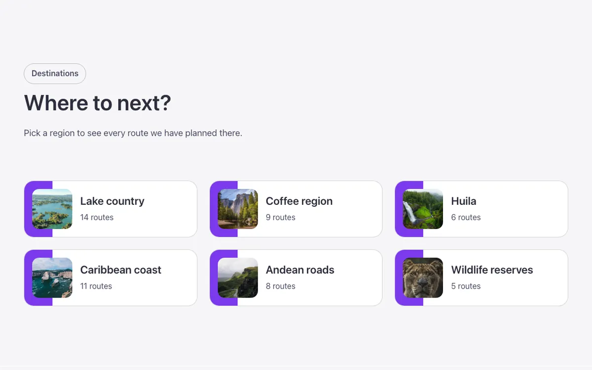 Preview of the mini template: a mini link-card grid for Bricks Builder: small cards with a square thumbnail, a title and a short detail line