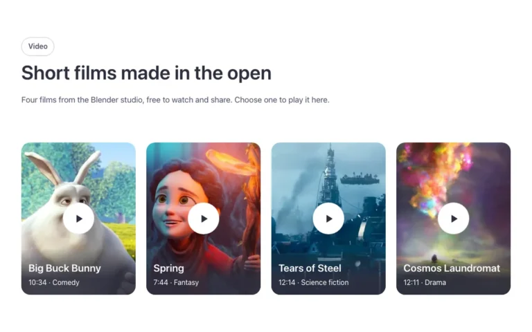 Preview of the videos template: a video gallery for Bricks Builder with a row of video posters laid out in a simple grid
