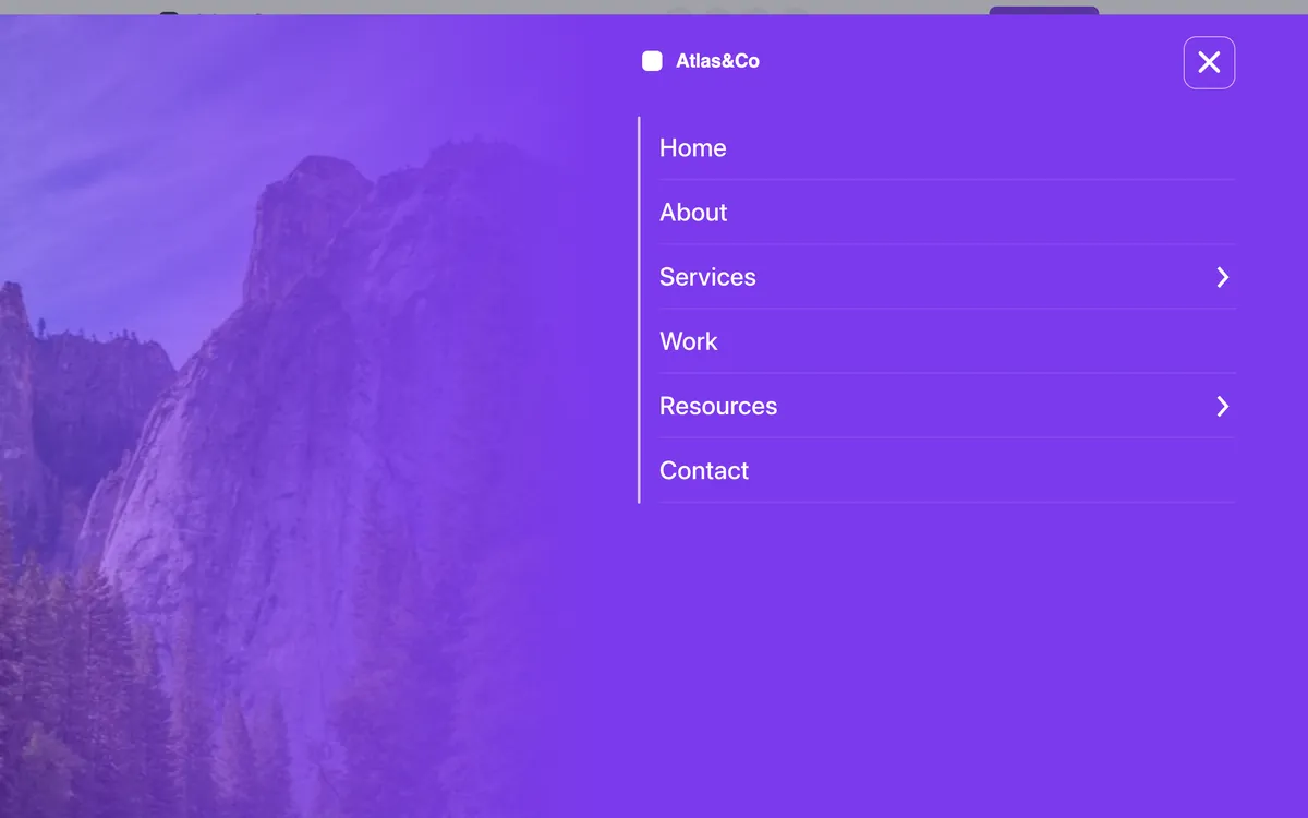 Preview of the photo menu template: a header for Bricks Builder with the logo