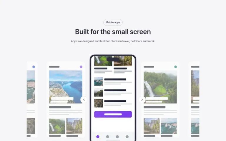 Preview of the phone carousel template: an app-screenshot carousel for Bricks Builder with three screenshots per view