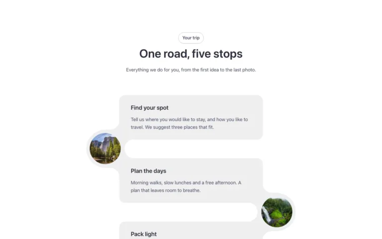 Preview of the road template: a timeline for Bricks Builder with soft cards stacked one under another